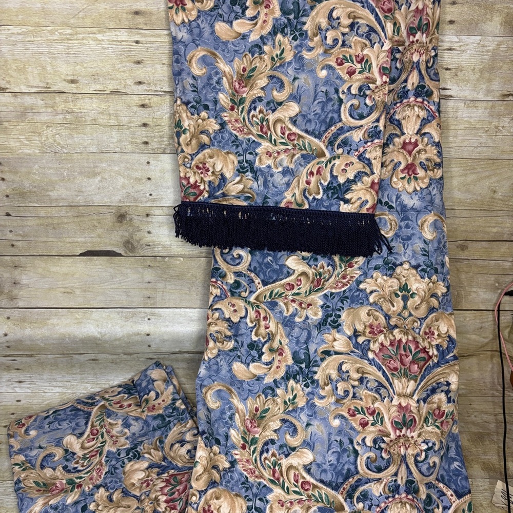 Elegant Blue and Gold Patterned Curtains